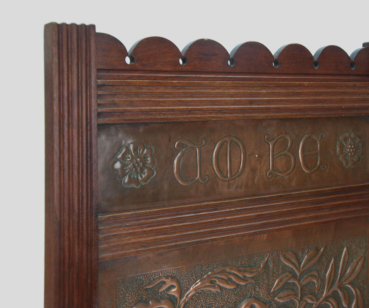 Arts and Crafts English Arts & Crafts 3 Fold Walnut and Copper Screen by Keswick School of Industrial Arts circa 1900 For Sale
